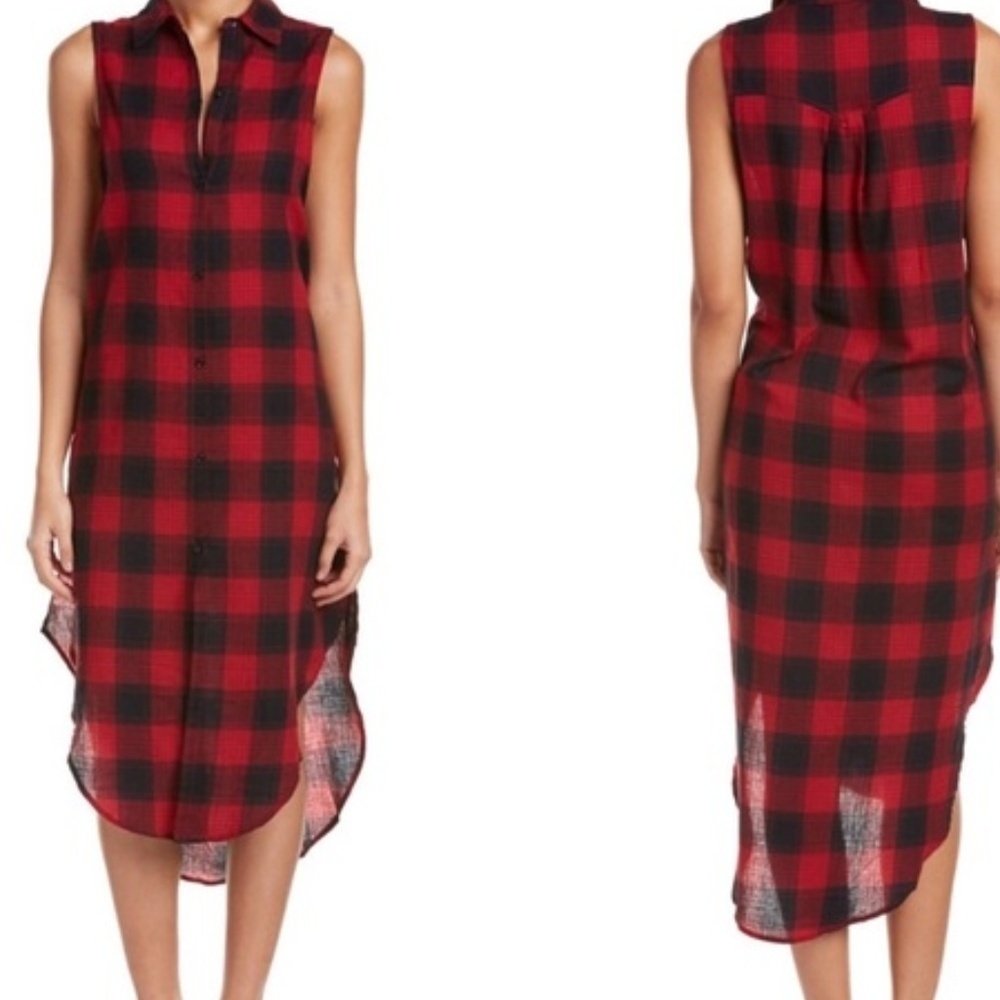 NWT ESLEY 100 % COTTON‎ PLAID SHIRT STYLE DRESS